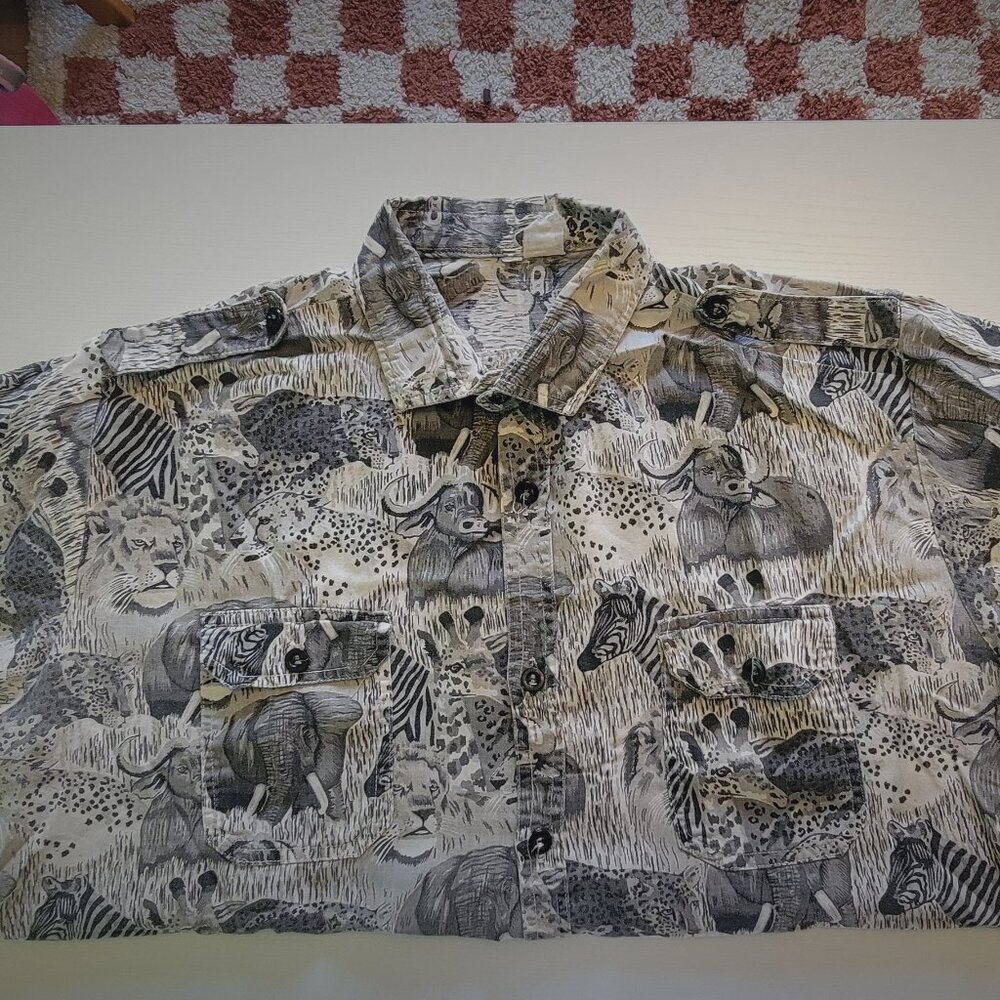 Vintage 90s Safari Print S/S Shir